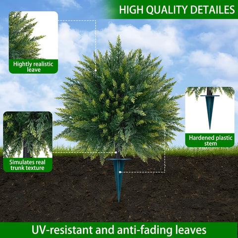 Yangrass UV-resistant cedar topiary foliage close-up showing dense leaves