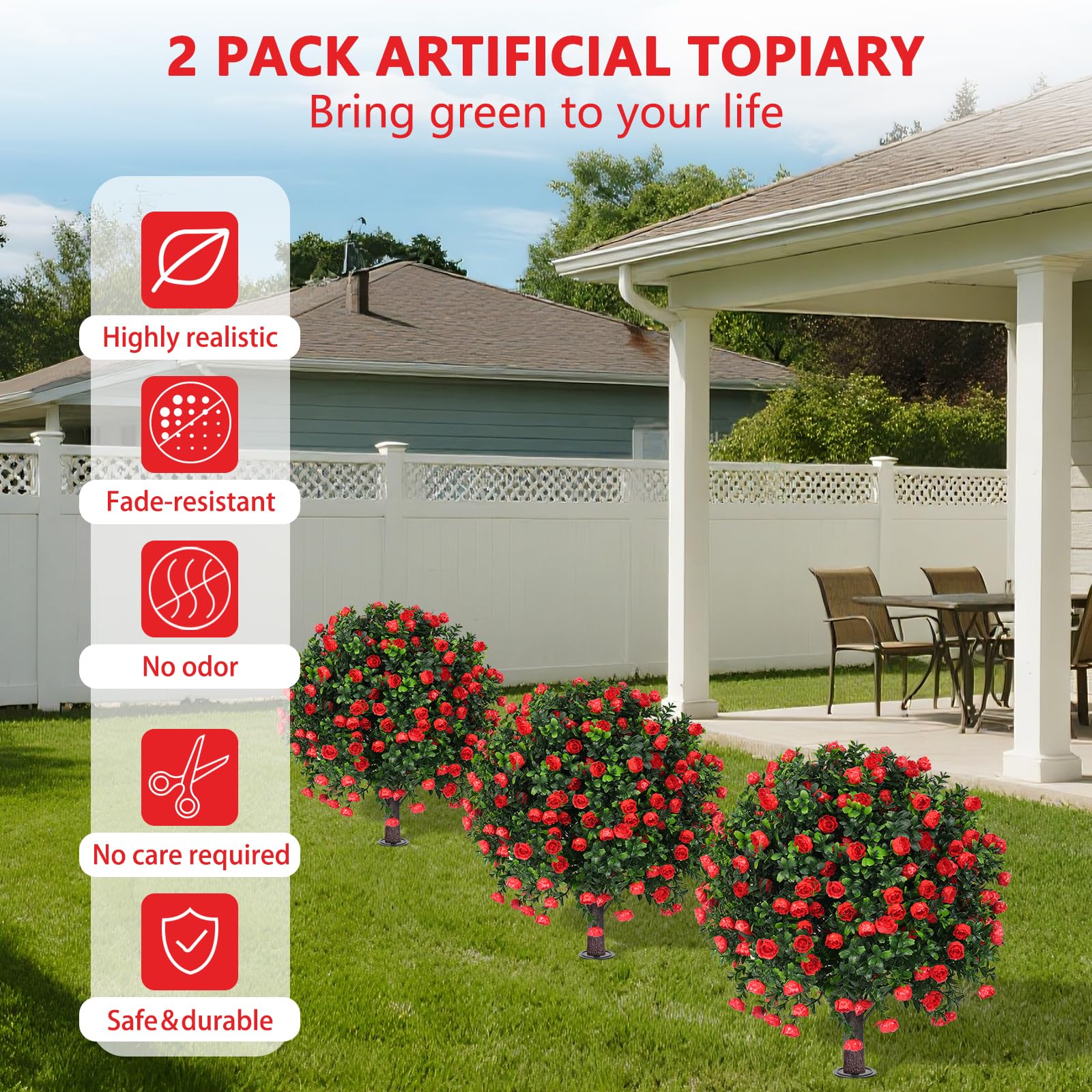 Yangrass UV-resistant topiary-ball ready for porch or garden decor.