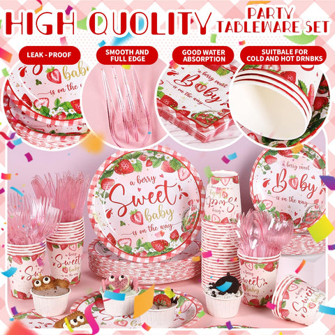 Yaniio Berry Sweet Baby cups with strawberry motif for easy serving and cleanup.