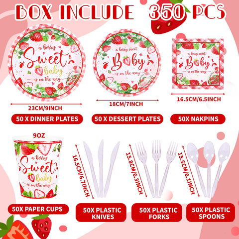 Yaniio Berry Sweet Baby dessert plates with strawberry motif for coordinated treats.