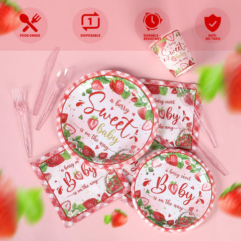 Yaniio Berry Sweet Baby napkins with strawberry accents for quick, elegant touch.