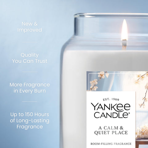 Yankee Candle A Calm Quiet Place aroma highlights calming mood and focus at home
