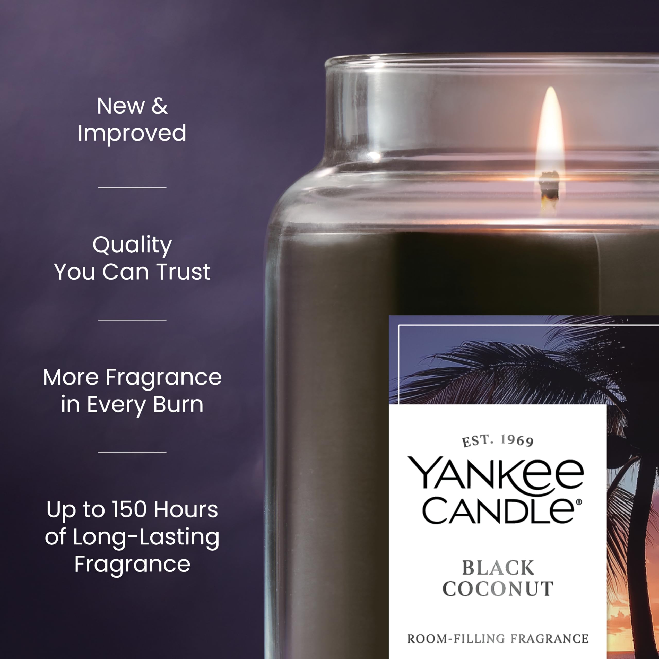 Yankee Candle Black Coconut jar wick burns evenly for a consistent scent.