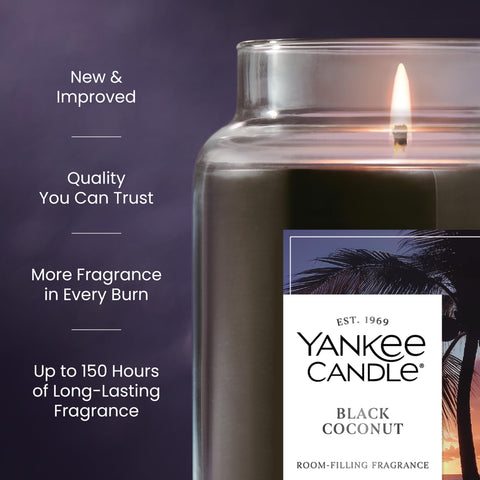 Yankee Candle Black Coconut jar wick burns evenly for a consistent scent.