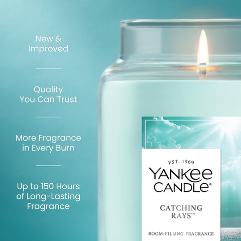 Closeup of Catching Rays fragrance notes in amber-orange tones.