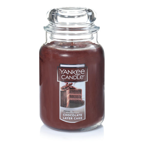 Yankee Candle Chocolate Layer Cake jar front view enhances living room ambience