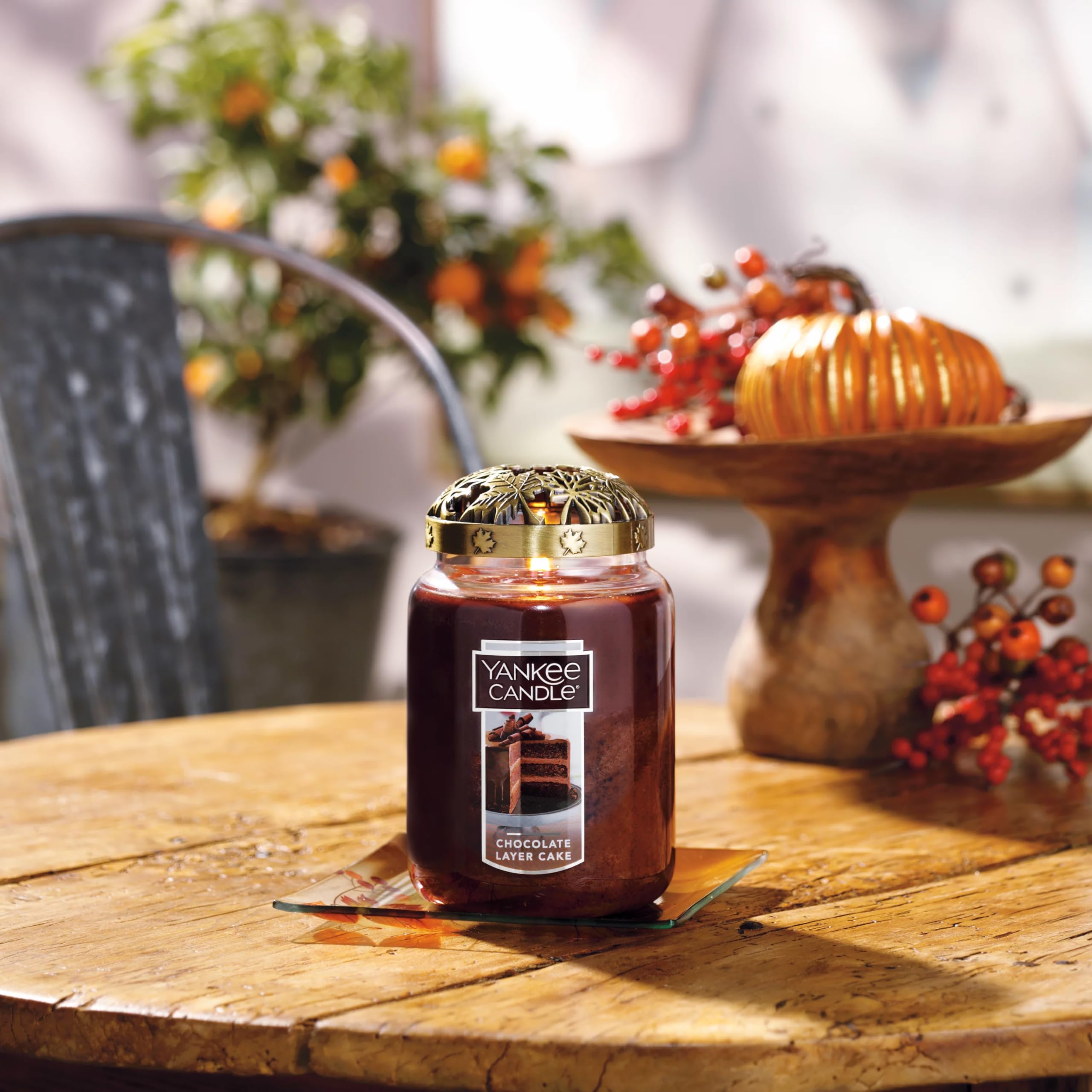 Yankee Candle Chocolate Layer Cake jar with lid on preserves fragrance