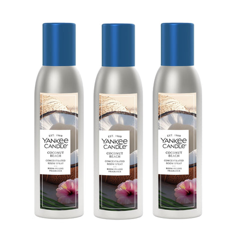 Yankee Candle Concentrated Room Spray Coconut Beach bottle for instant tropical ambiance