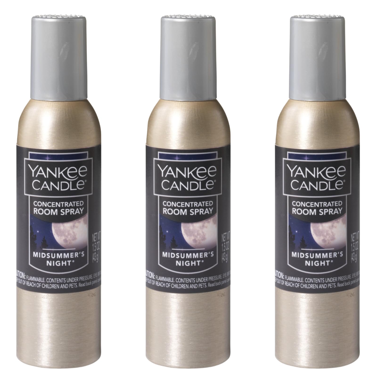 Yankee Candle concentrated room spray bottle showing Midsummer’s Night for quick refresh