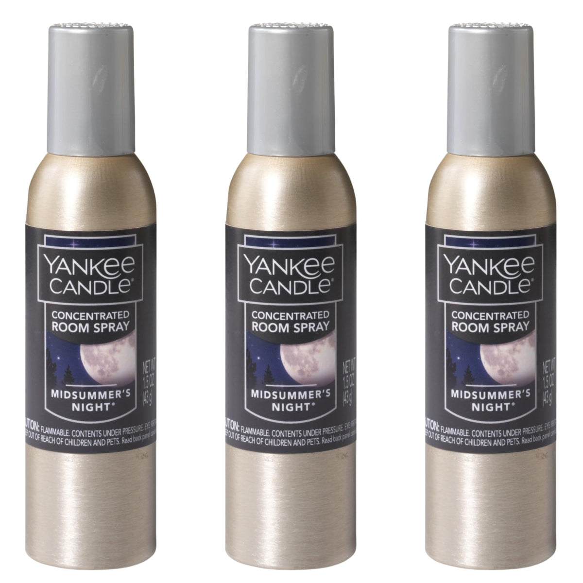 Yankee Candle concentrated room spray bottle showing Midsummer’s Night for quick refresh