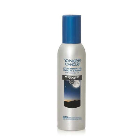 Yankee Candle Midsummer’s Night room spray bottle delivers bold, sophisticated fragrance.