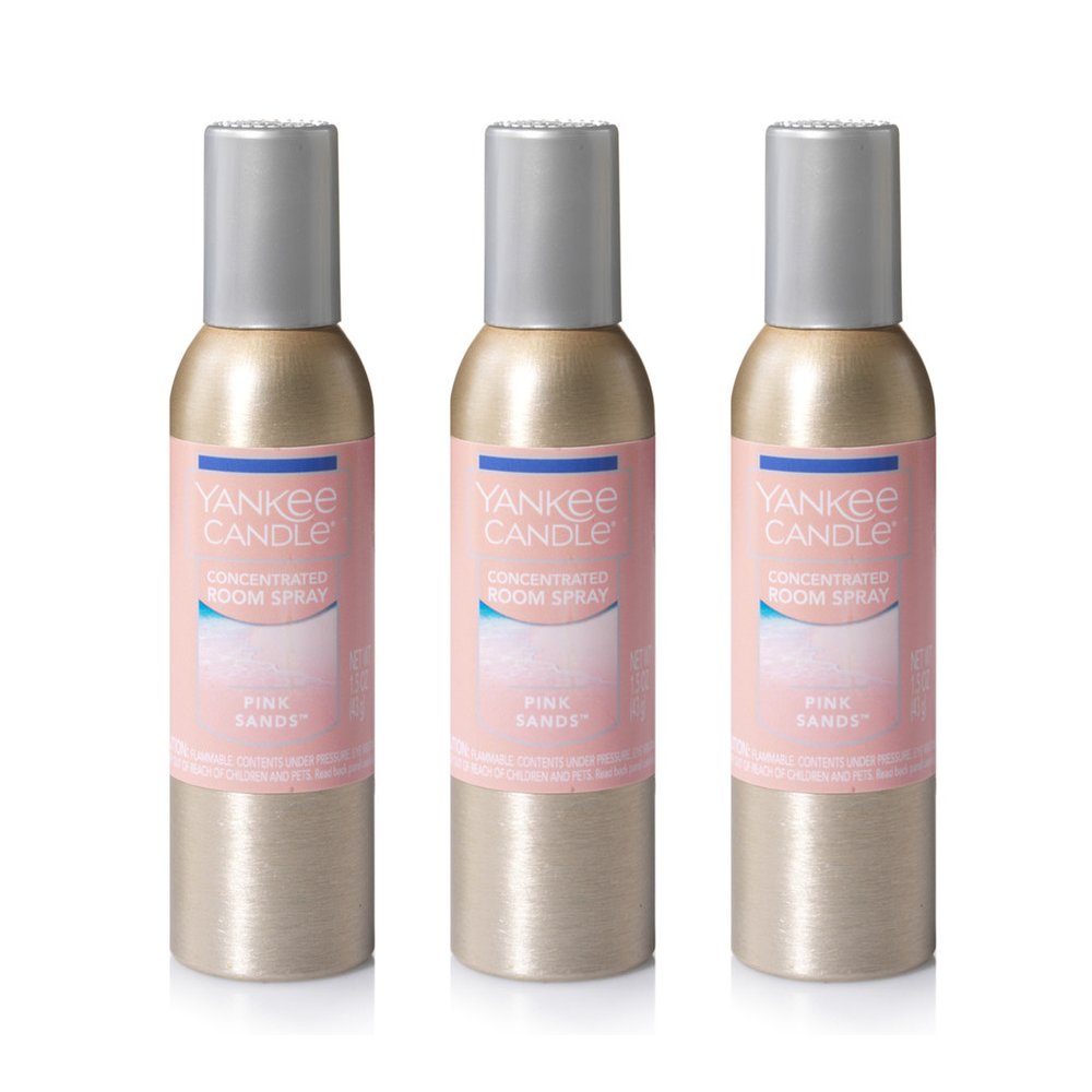 Yankee Candle Pink Sands 3-pack bottle close-up for quick room refresh