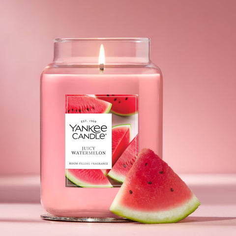 Yankee Candle Juicy Watermelon premium wax blend visual highlighting clean diffusion