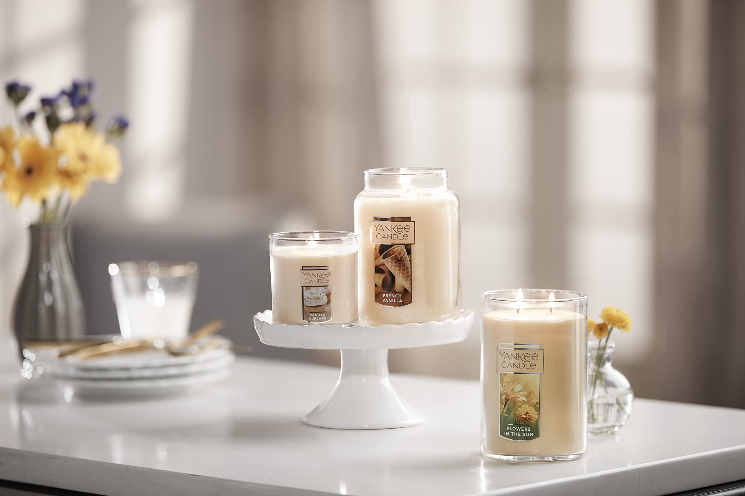Yankee Candle large jar delivers long-lasting ambience for gatherings.
