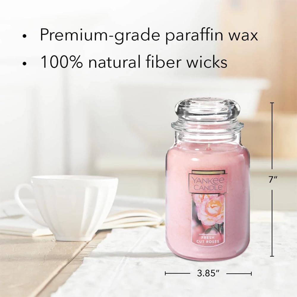 Yankee Candle 22oz jar offering long burn time for extended moments.