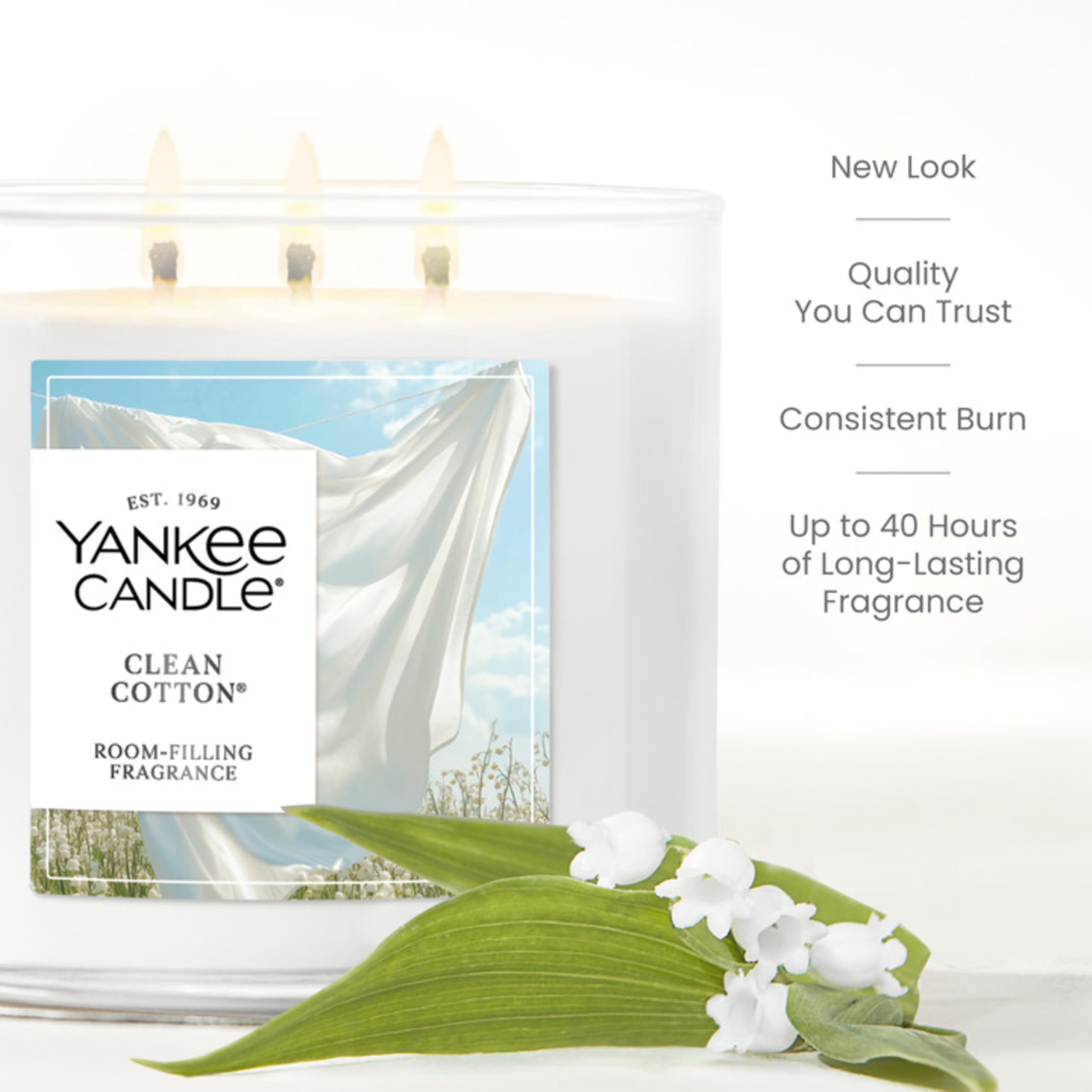 Yankee Candle long-fragrance burn lasts up to 40 hours.