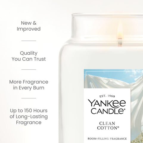 Yankee Candle Plant wax blend large jar for cleaner burn and richer fragrance.