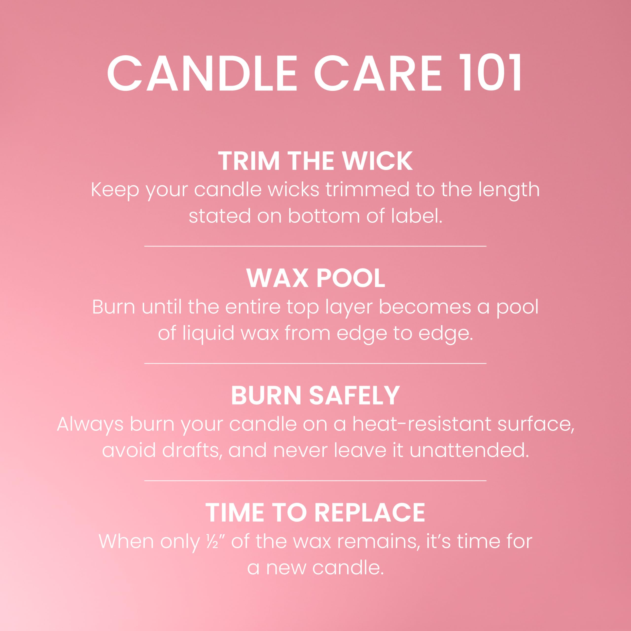Premium plant wax blend and natural-fiber wick support clean burn.