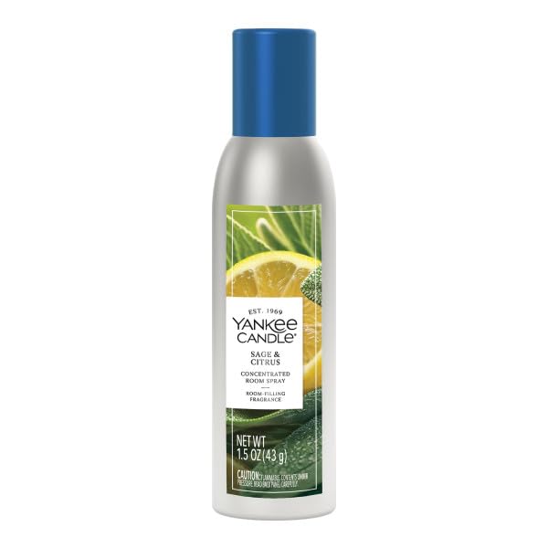 Yankee Candle room spray mist in Sage & Citrus for quick ambiance boost.
