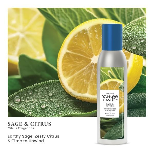 Yankee Candle spray canister with Sage & Citrus label for refreshing living spaces.