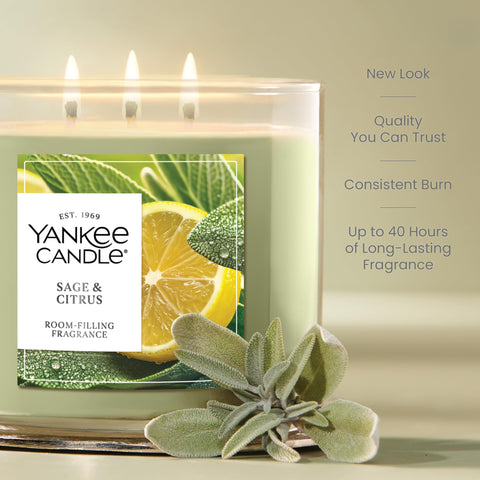 Yankee Candle Sage and Citrus showcases lemon zest with dried lavender warmth.