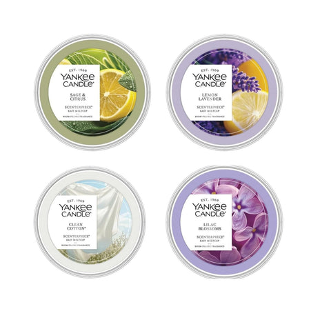 Yankee Candle Scenterpiece Clean Cotton MeltCup refill delivers mess-free aroma for living spaces.