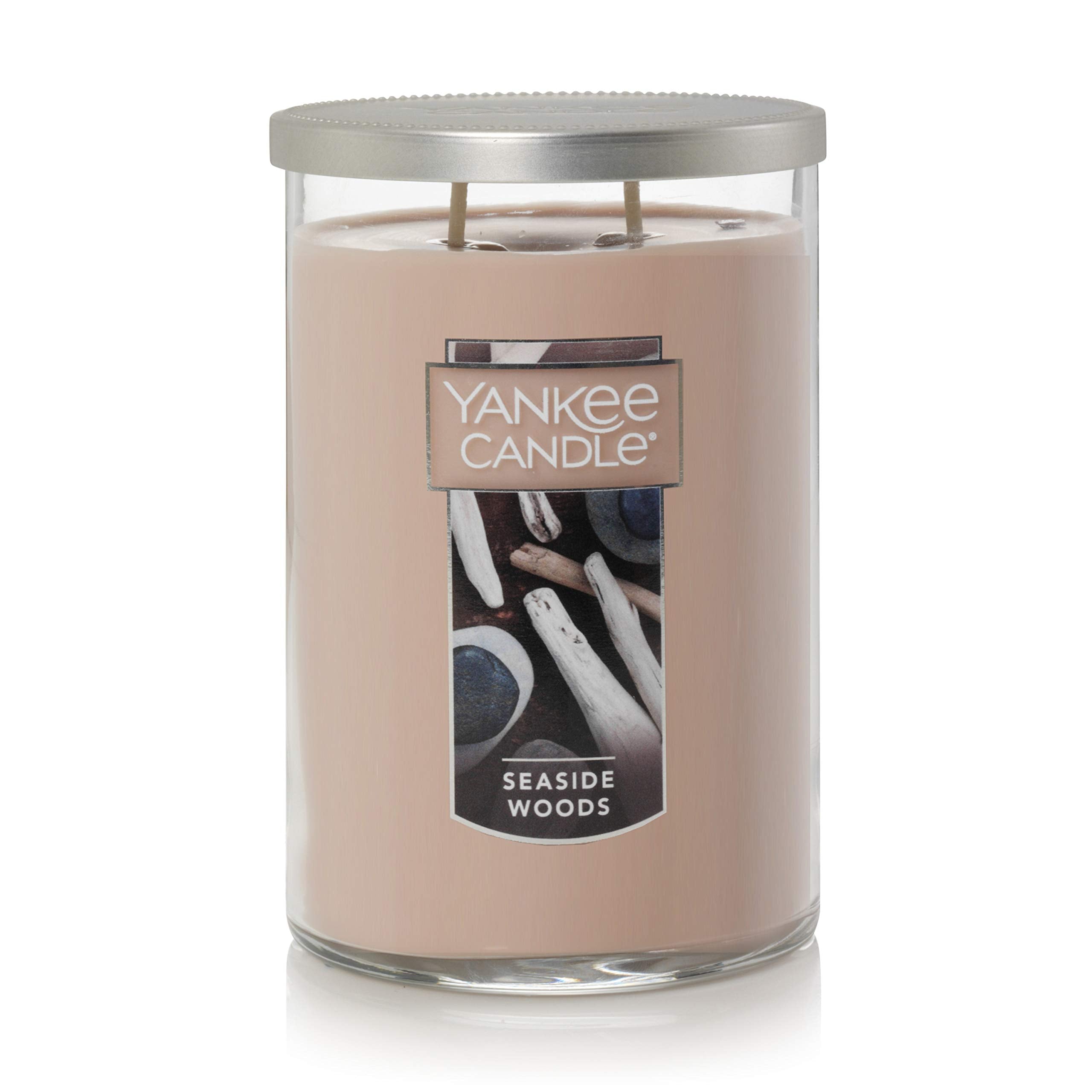 Yankee Candle Seaside Woods 22oz tumbler front view for spacious rooms.