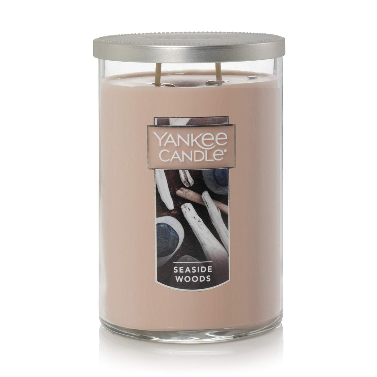 Yankee Candle Seaside Woods 22oz tumbler front view for spacious rooms.