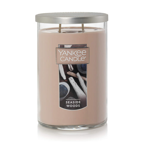 Yankee Candle Seaside Woods 22oz tumbler front view for spacious rooms.