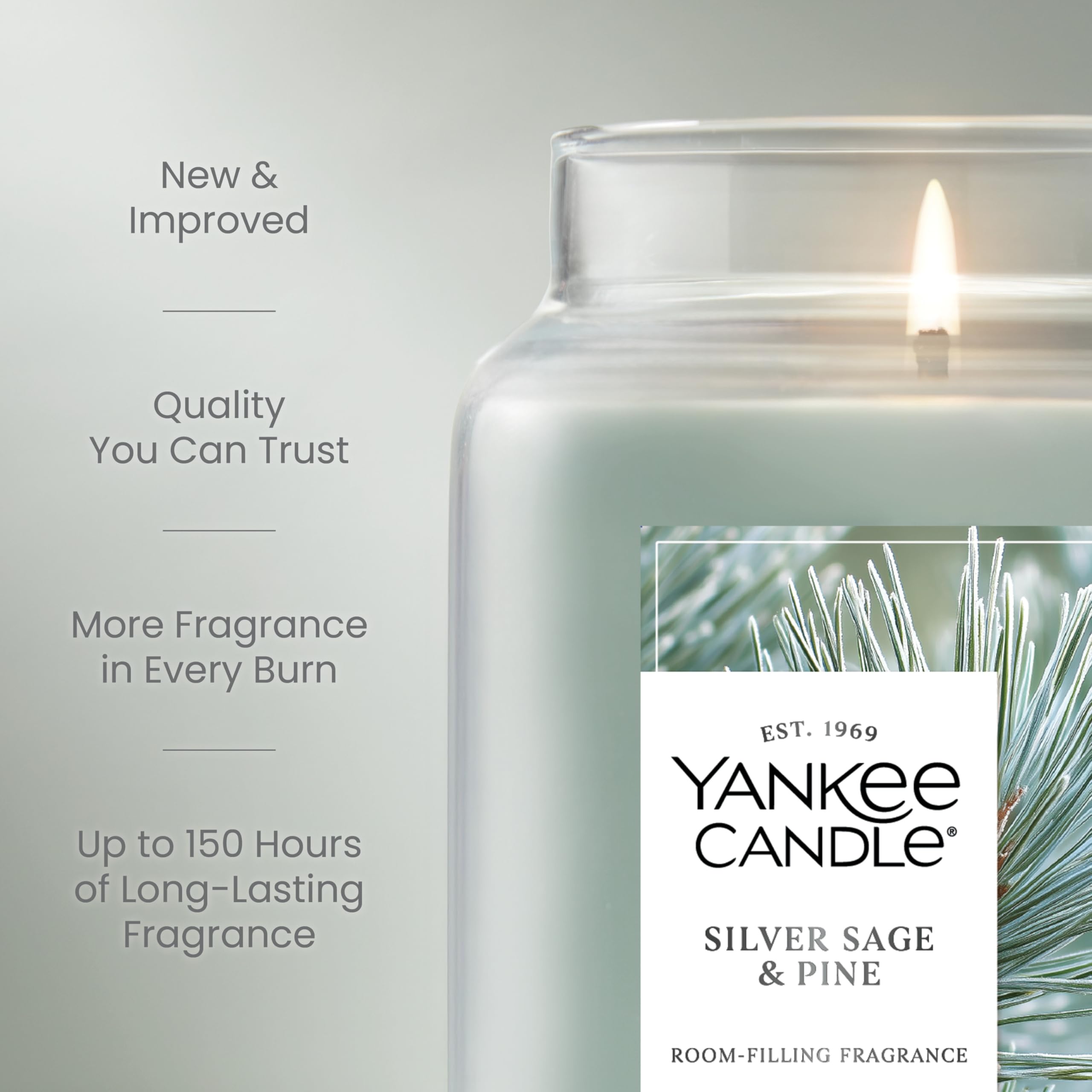 Yankee Candle Silver Sage & Pine wax texture close-up shows plant blend.
