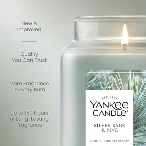 Yankee Candle Silver Sage & Pine wax texture close-up shows plant blend.