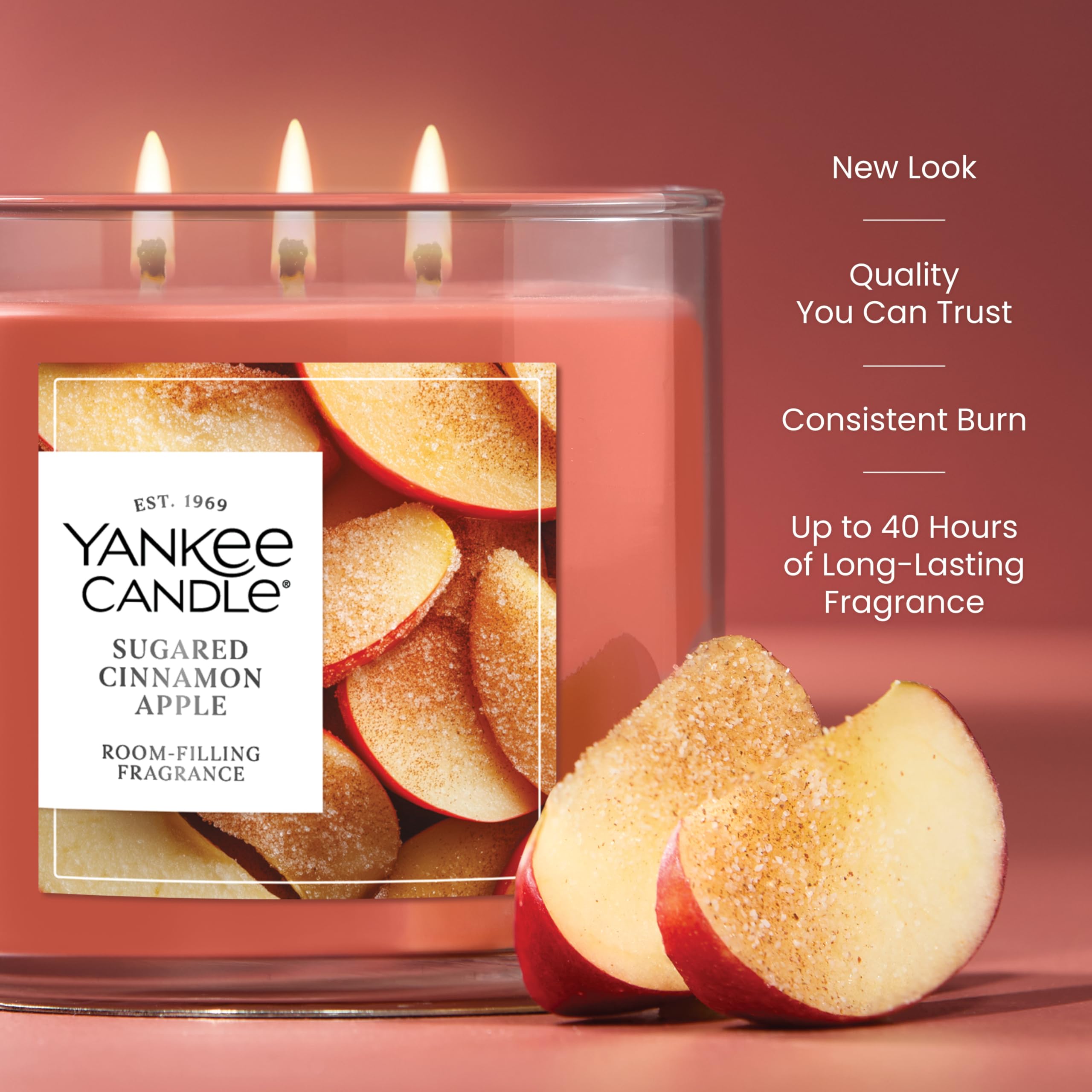 Yankee Candle Sugared Cinnamon Apple wax blend close-up highlights premium materials