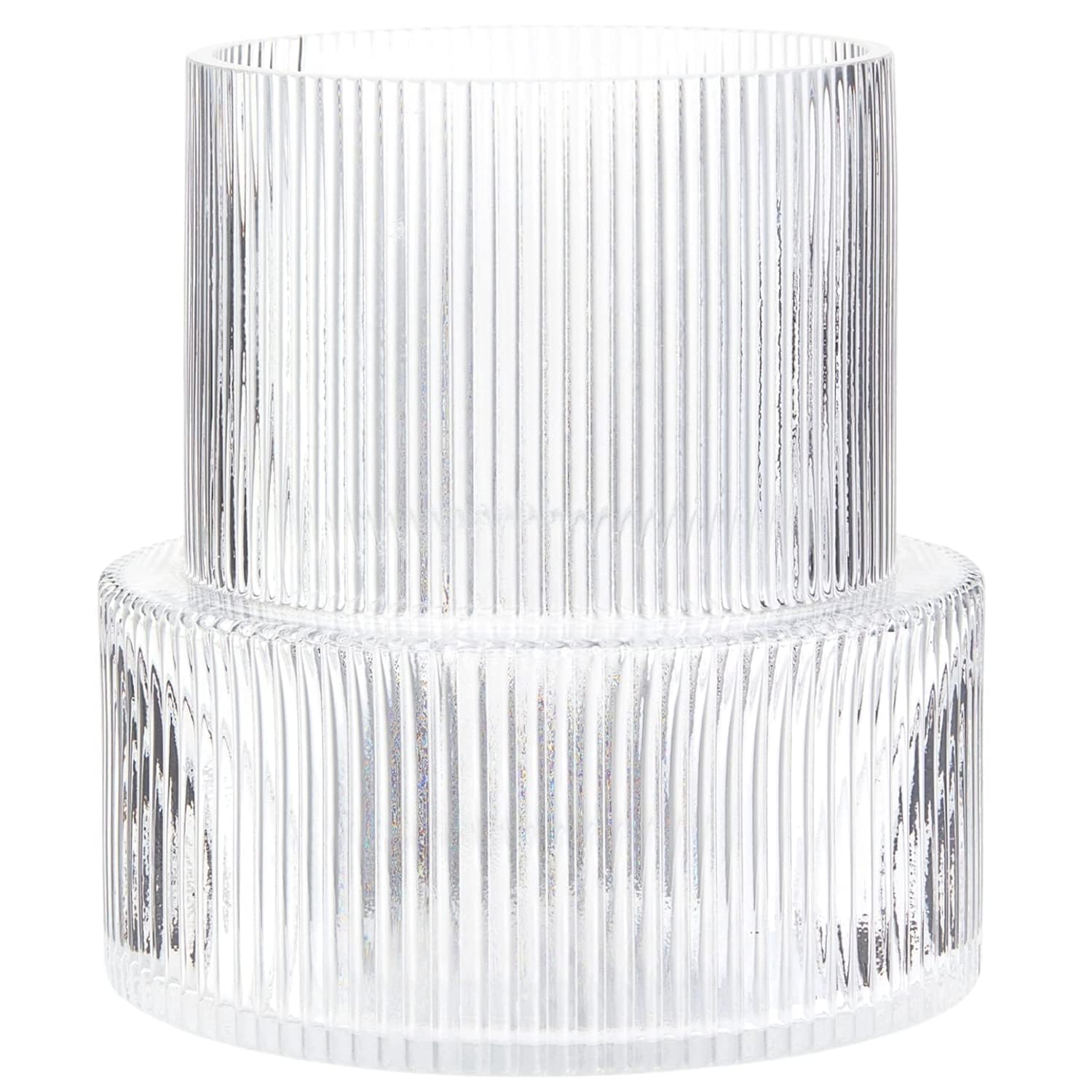 YANWE1 ribbed vase close-up of glass texture adds modern elegance to any room