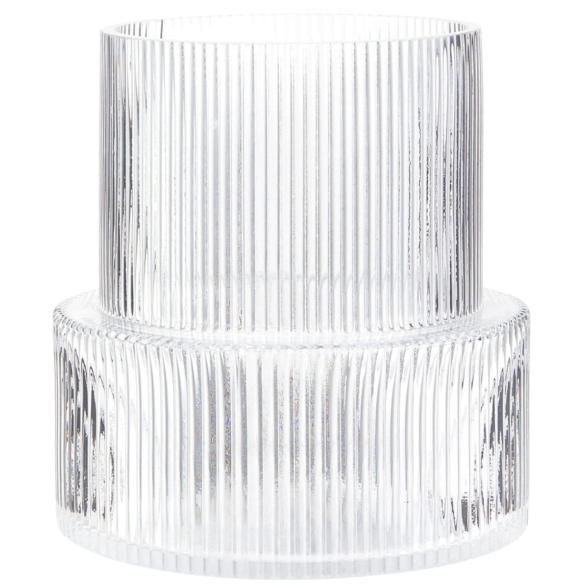 YANWE1 ribbed vase close-up of glass texture adds modern elegance to any room
