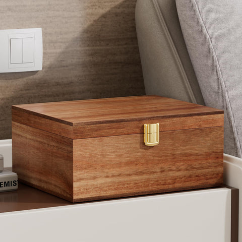 Yaoyiizy acacia keepsake box protected against dust and moisture