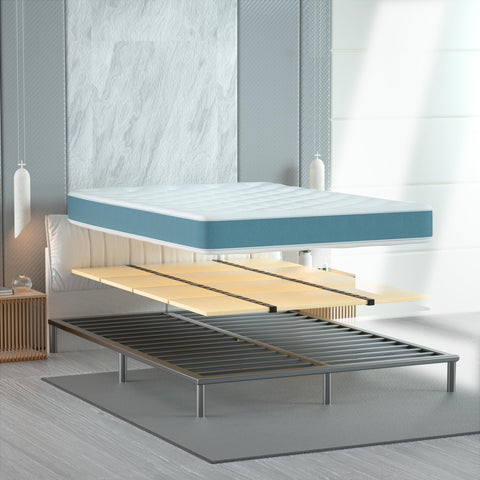 Yarfyk under-mattress support folded for compact storage and travel