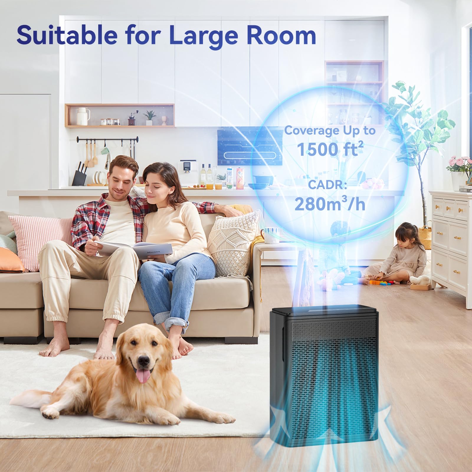 YARIKI P280 filter assembly with H13 HEPA captures pet hair and dander.
