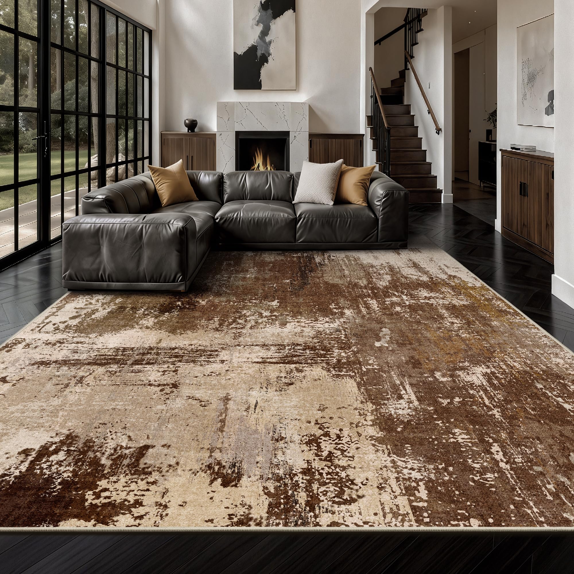 Yarooge 8x10 rug abstract design adds bold style to modern living spaces.