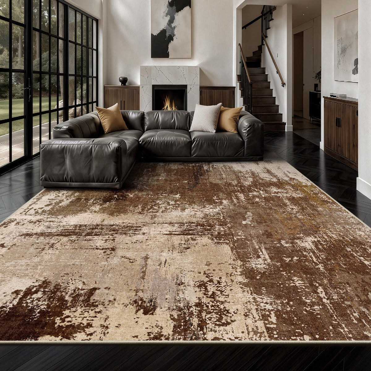 Yarooge 8x10 rug abstract design adds bold style to modern living spaces.