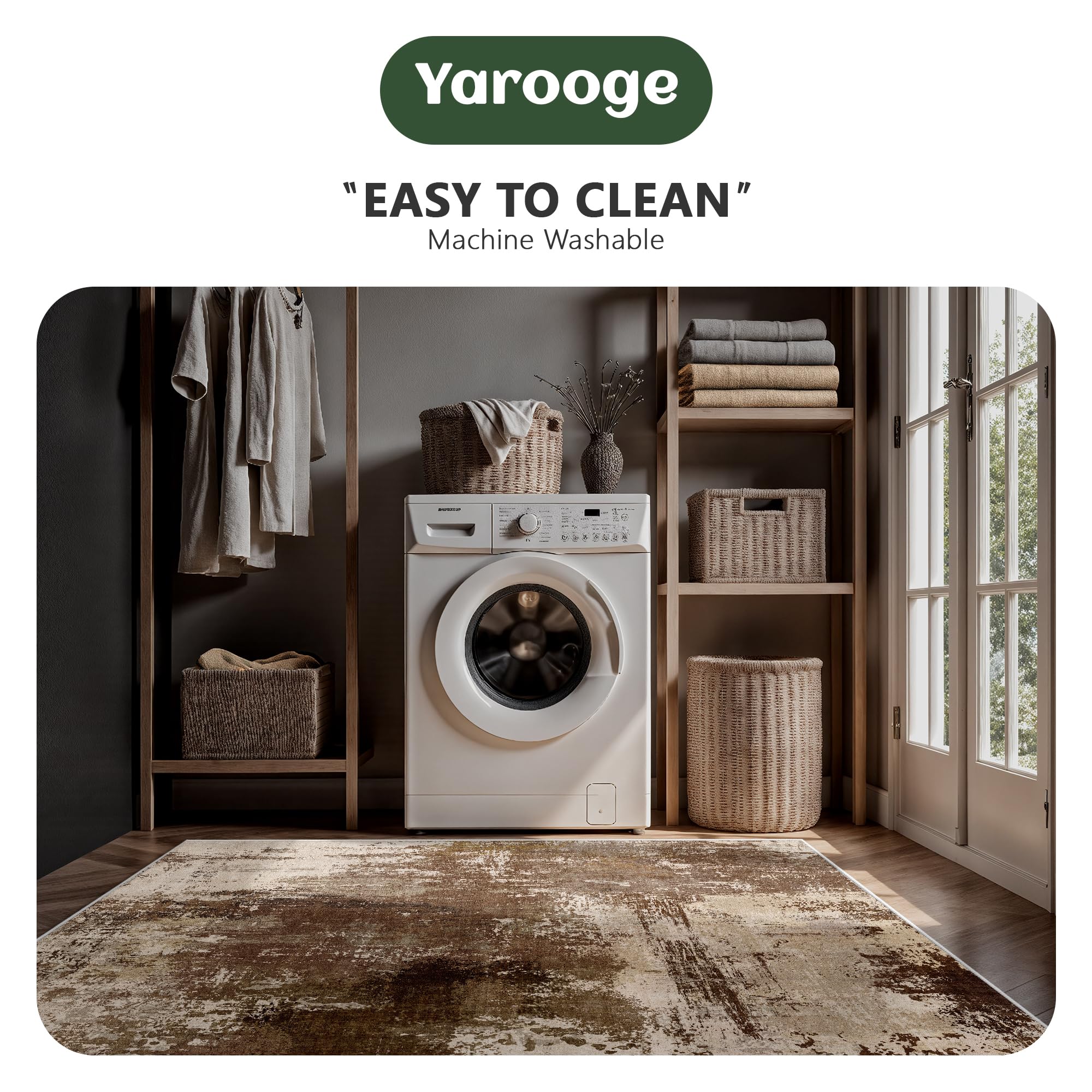 Yarooge living room setup shows how the rug complements modern decor.