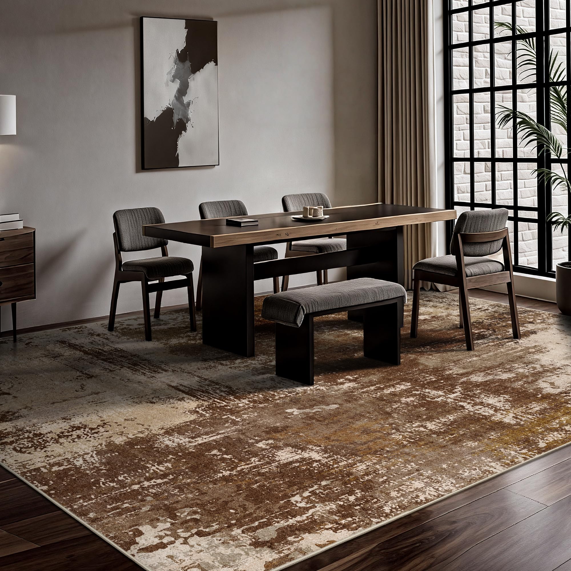 Yarooge 8x10 rug non-slip backing ensures safer spaces in high traffic areas.