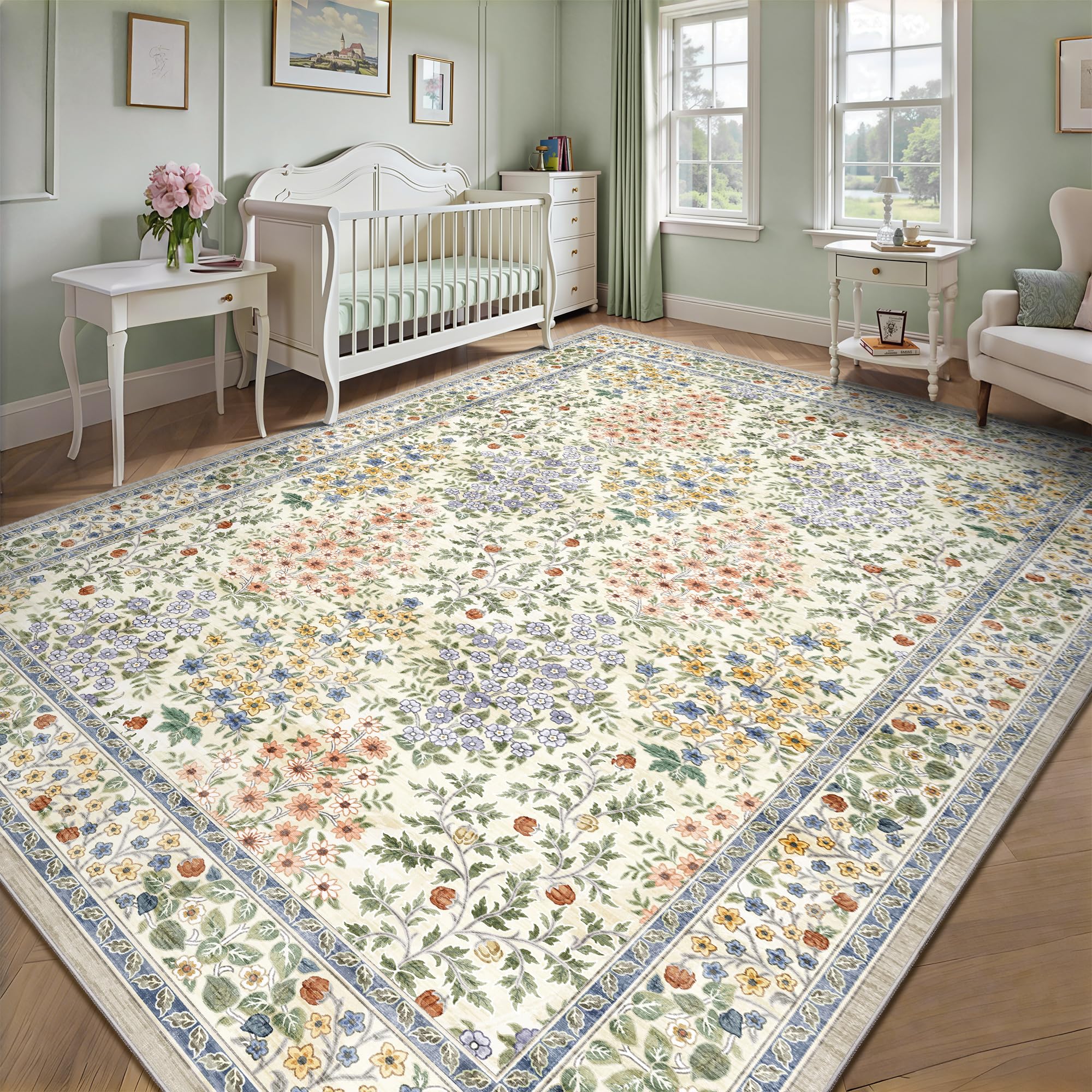 Yarooge non-slip backing area rug keeps edges flat and secure.