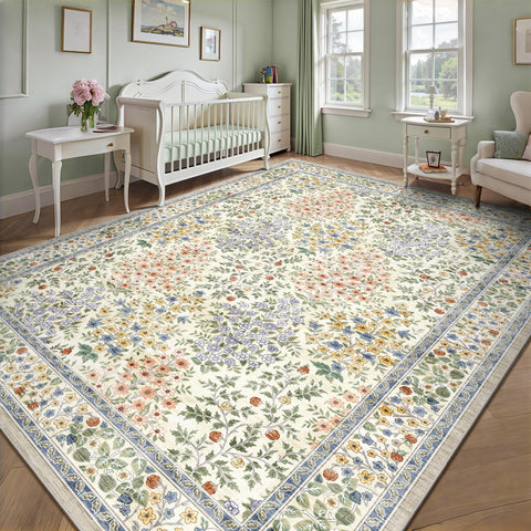 Yarooge non-slip backing area rug keeps edges flat and secure.