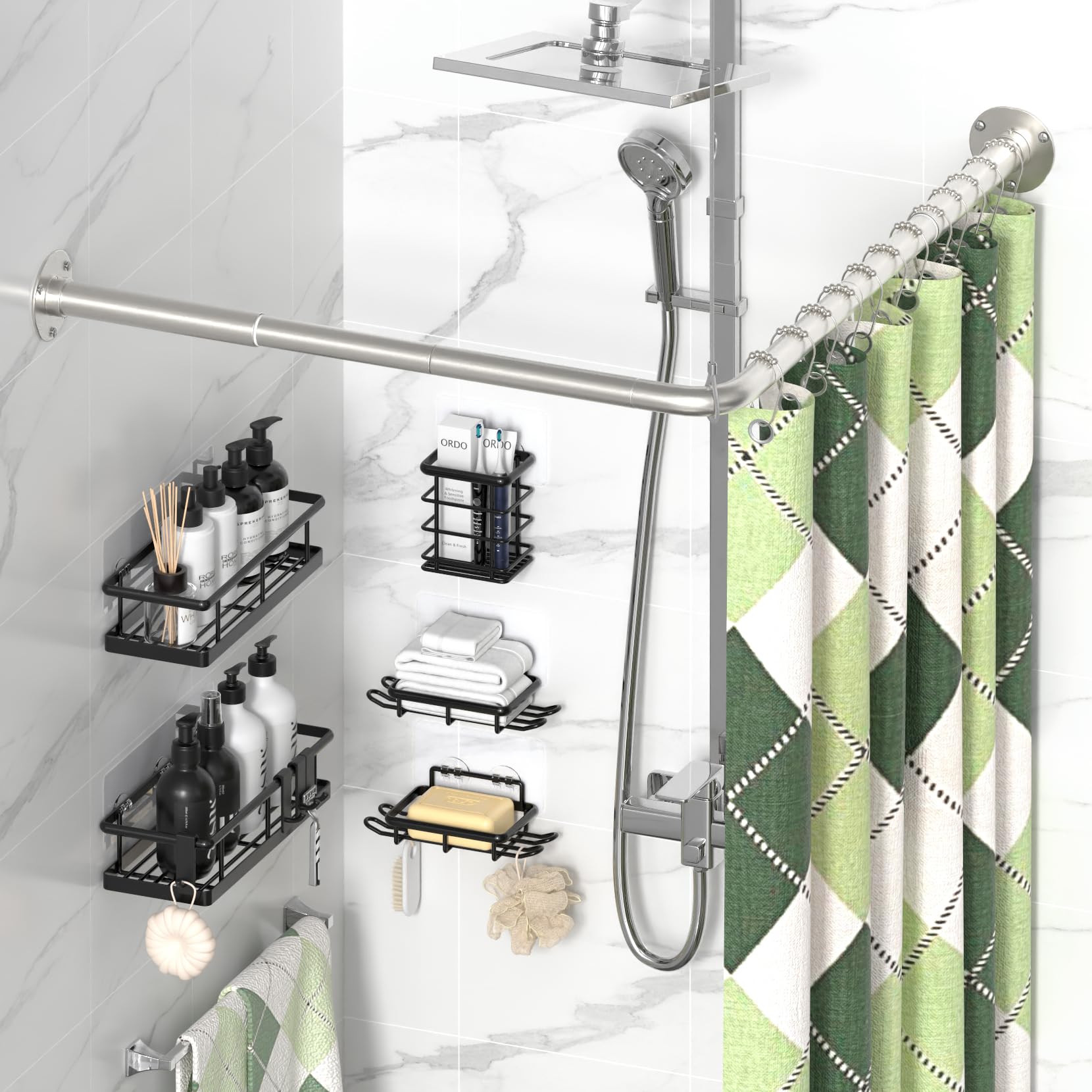 YASONIC 12 curtain rings help complete the shower setup quickly.