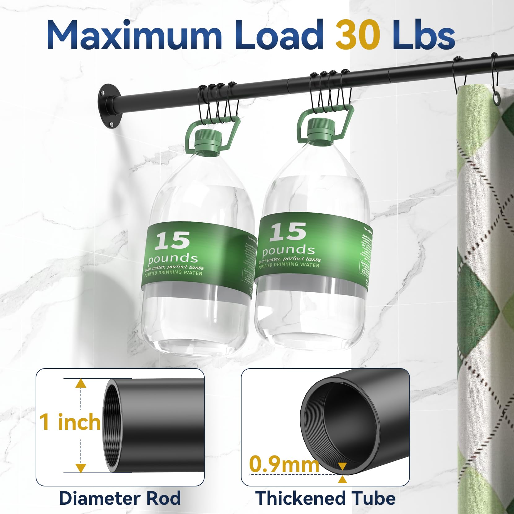 YASONIC includes 12 shower curtain rings for quick setup.