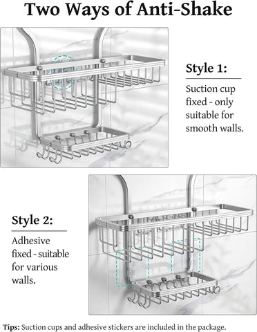 YASONIC three-basket design maximizes shower storage and reduces clutter