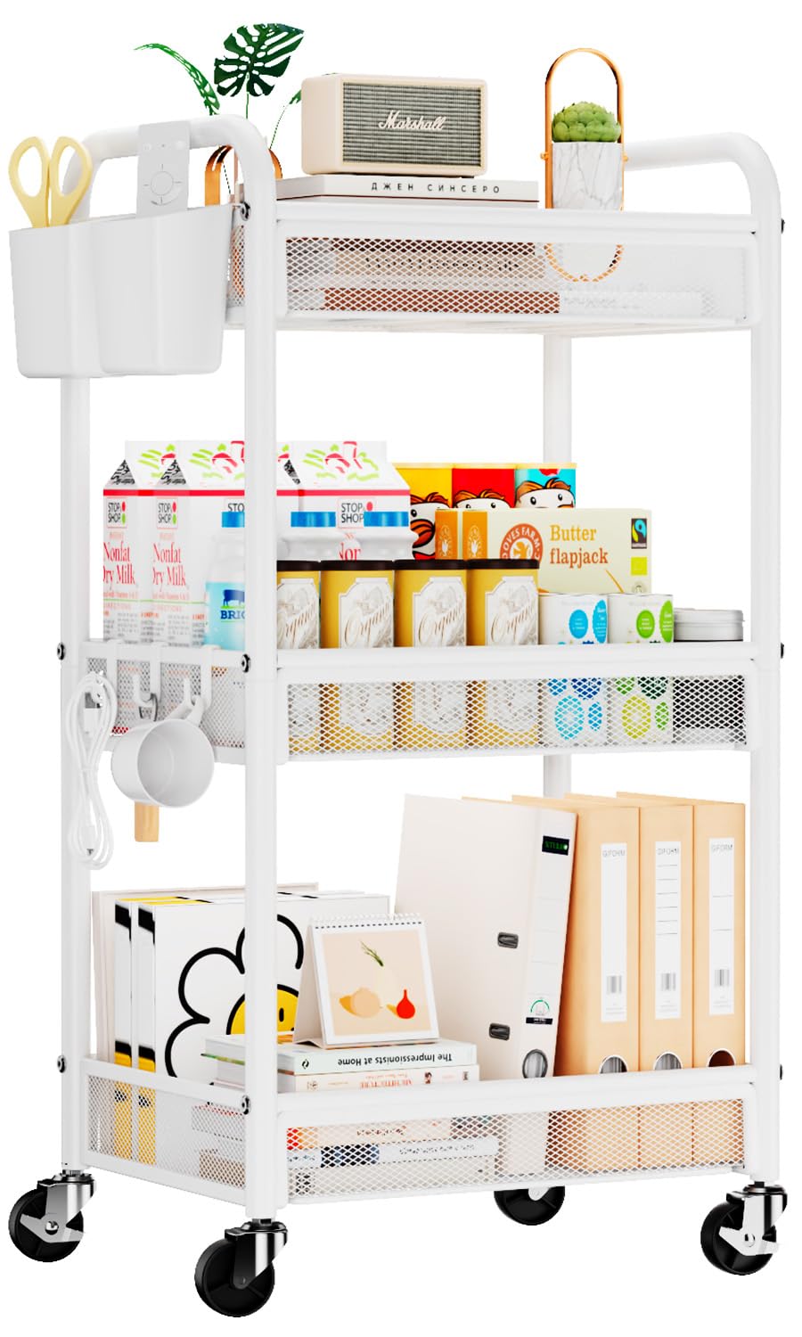 YASONIC 3-tier rolling cart frame enables smooth movement with heavy loads.