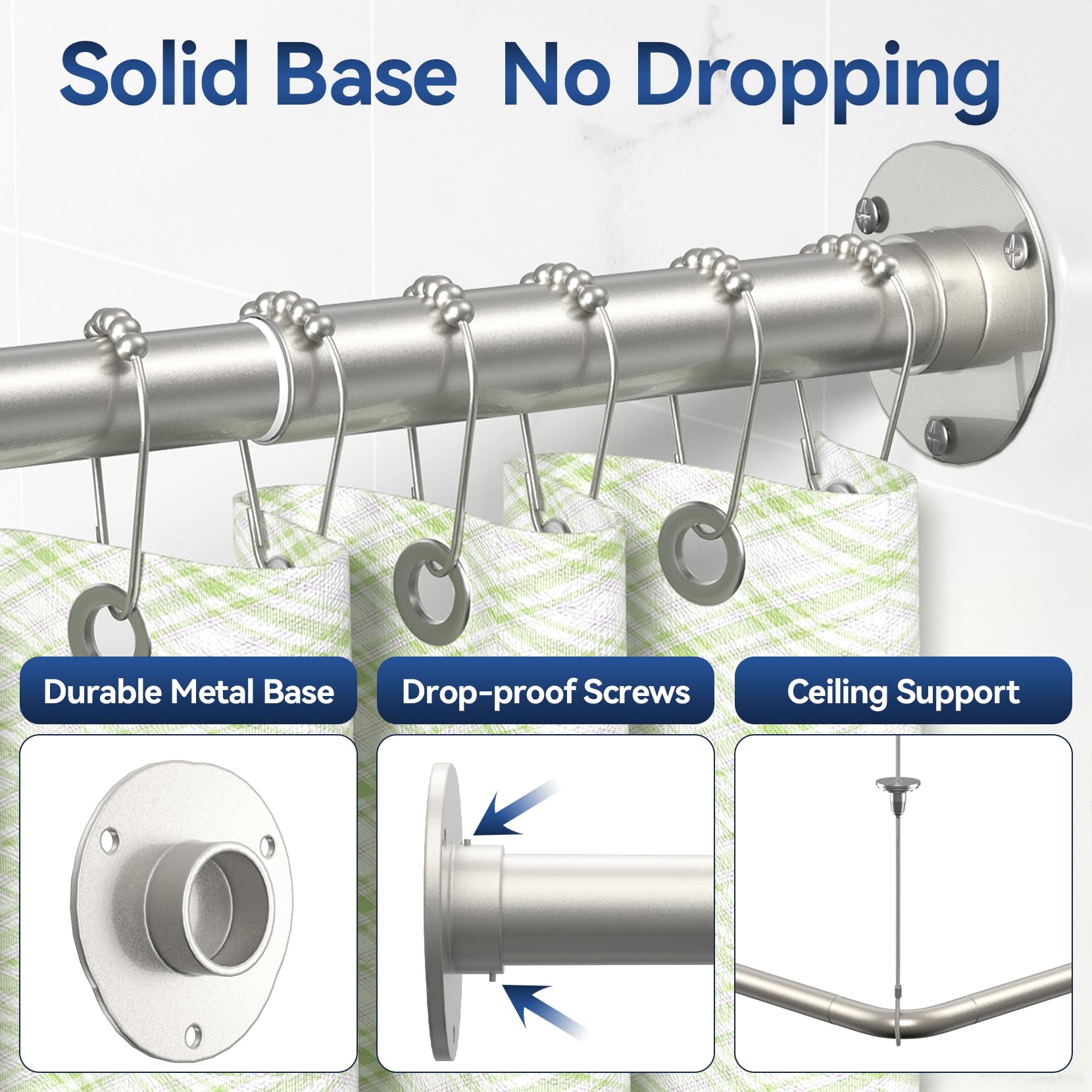 YASONIC 304 stainless steel rod offers rust-proof performance for daily showers.
