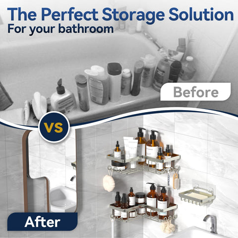 YASONIC 40 lbs load capacity accommodates multiple shower bottles and tools.