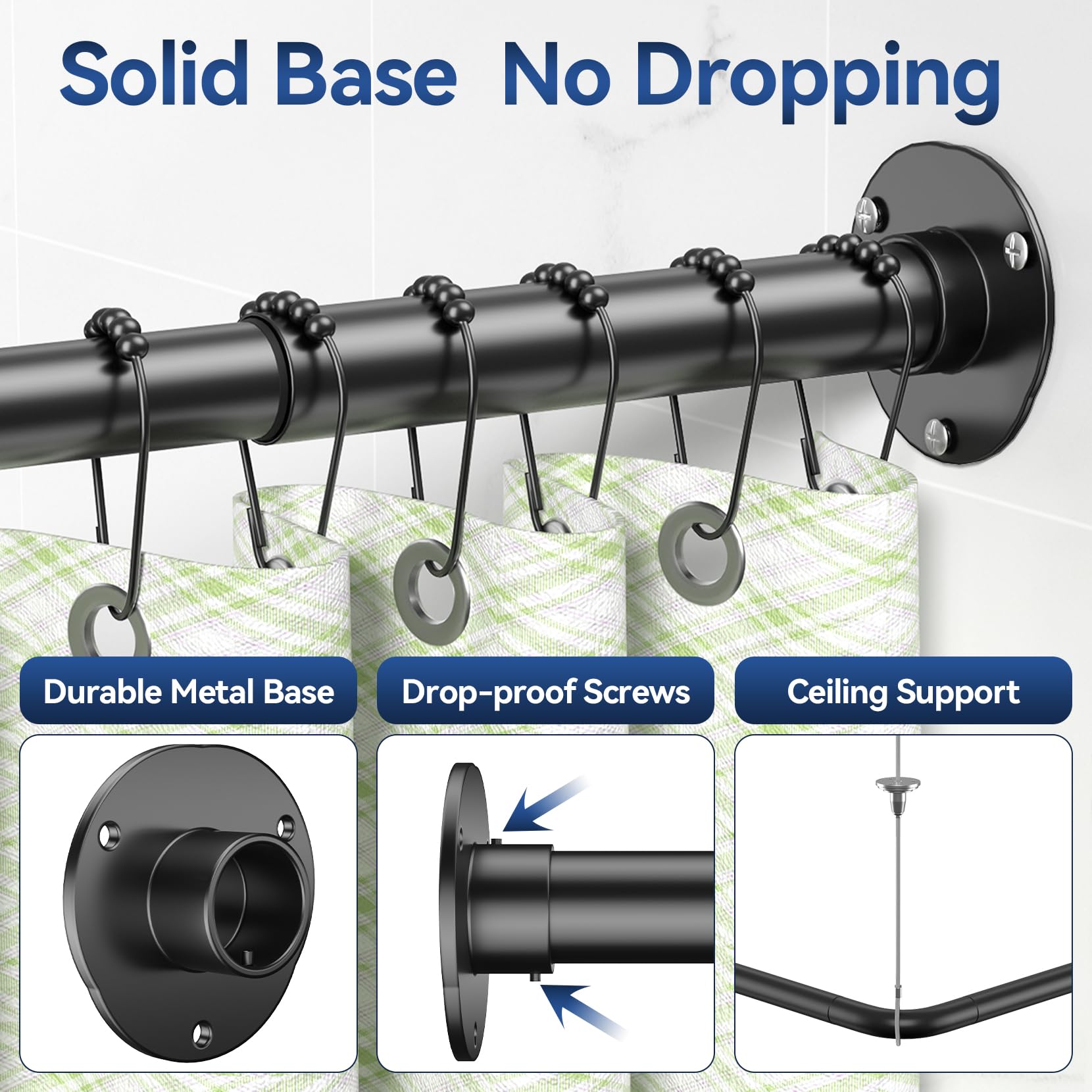 YASONIC adjustable corner rod extends 23-36 inches per side for a flexible fit.